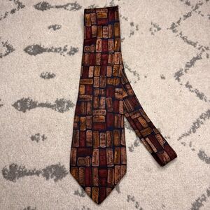 VTG ALYNN NECKWEAR Novelty Wine Cork Printed 100% Silk Tie
